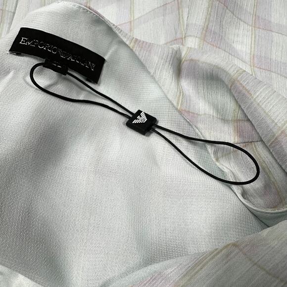 Emporio Armani Women's Cotton Plaid V-Neck Dress Blue Size 48 (US 14) NWOT - Picture 5 of 10